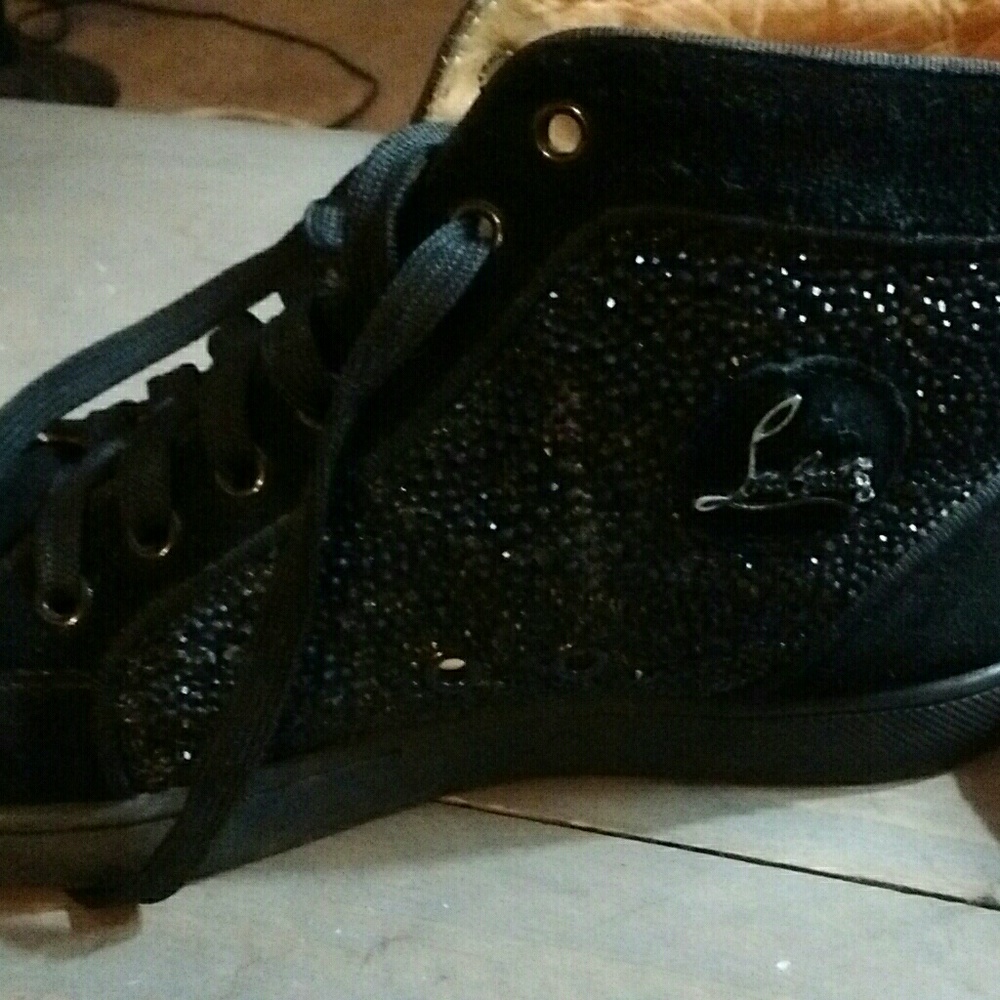 Lou boutin black sparkle tennis shoes